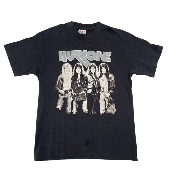 Vintage 1988 Hurricane Over the Edge Black T-Shirt Size Large